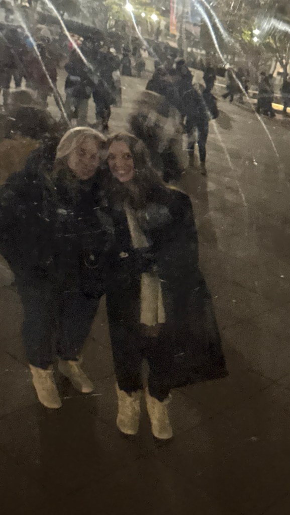 Lindsey and Anniston at the bean in Chicago