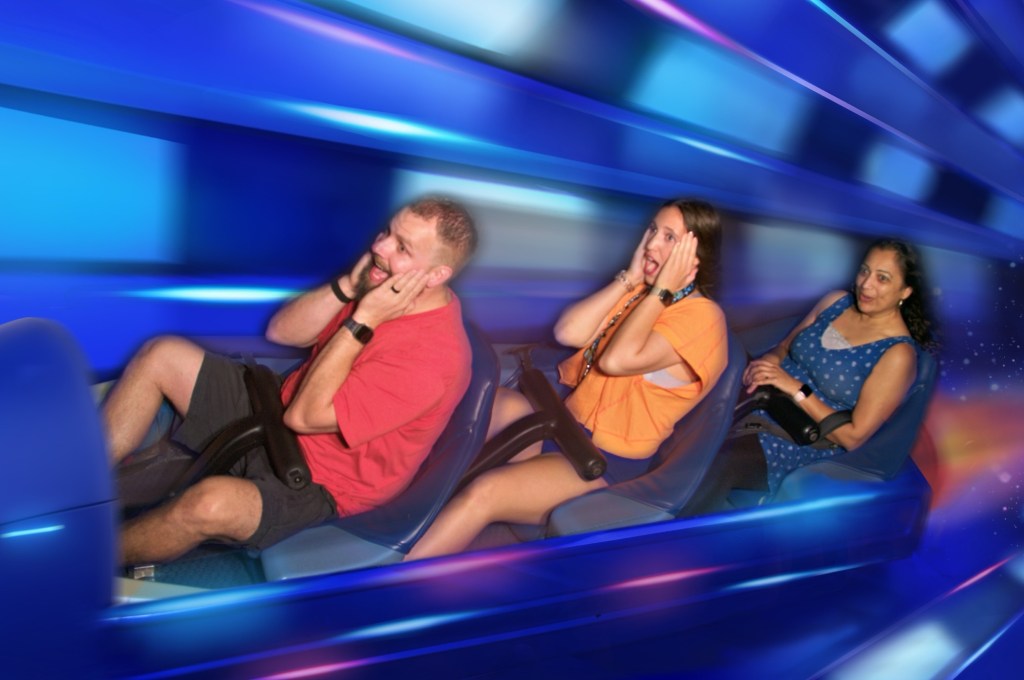 Nick and Anniston on Space Mountain